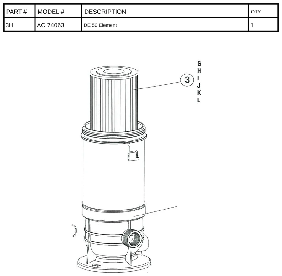Replacement Part AC 74063 - DE 50 Element - Image 2