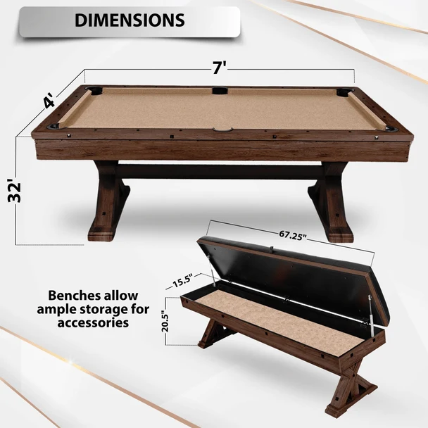 The Rockford 7' Multi-Game Billiards Table - Image 4